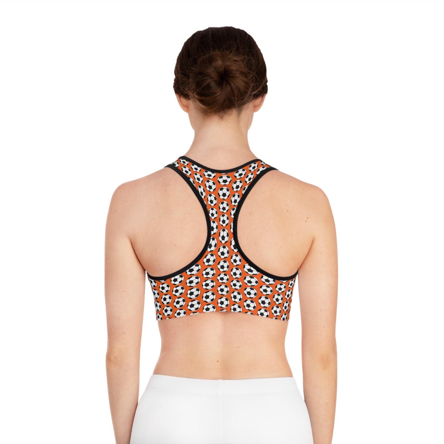 Sports Bra – Orange Soccer Design