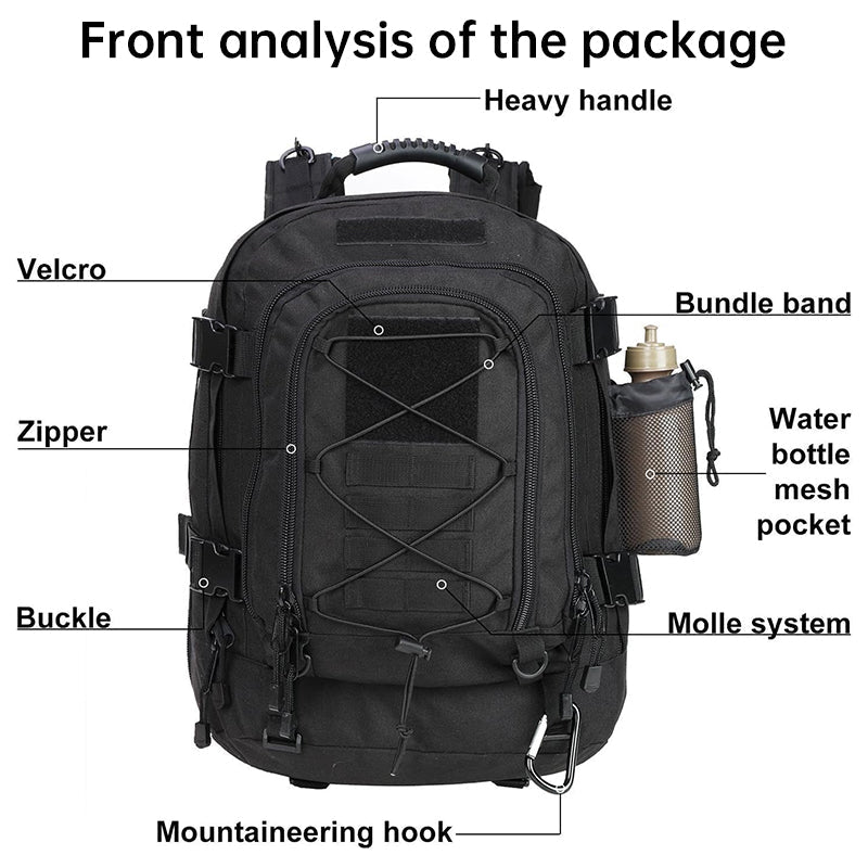 65L Men’s Tactical Backpack – Large Capacity Outdoor Rucksack