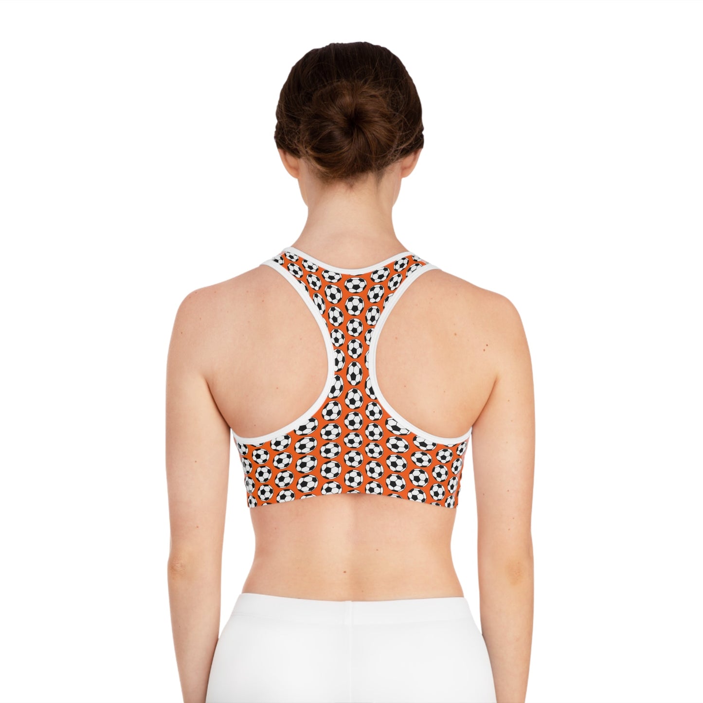 Sports Bra – Orange Soccer Design
