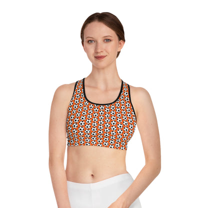 Sports Bra – Orange Soccer Design