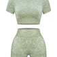 Women’s 2-Piece Seamless Workout Set – Acid Wash, Coffee