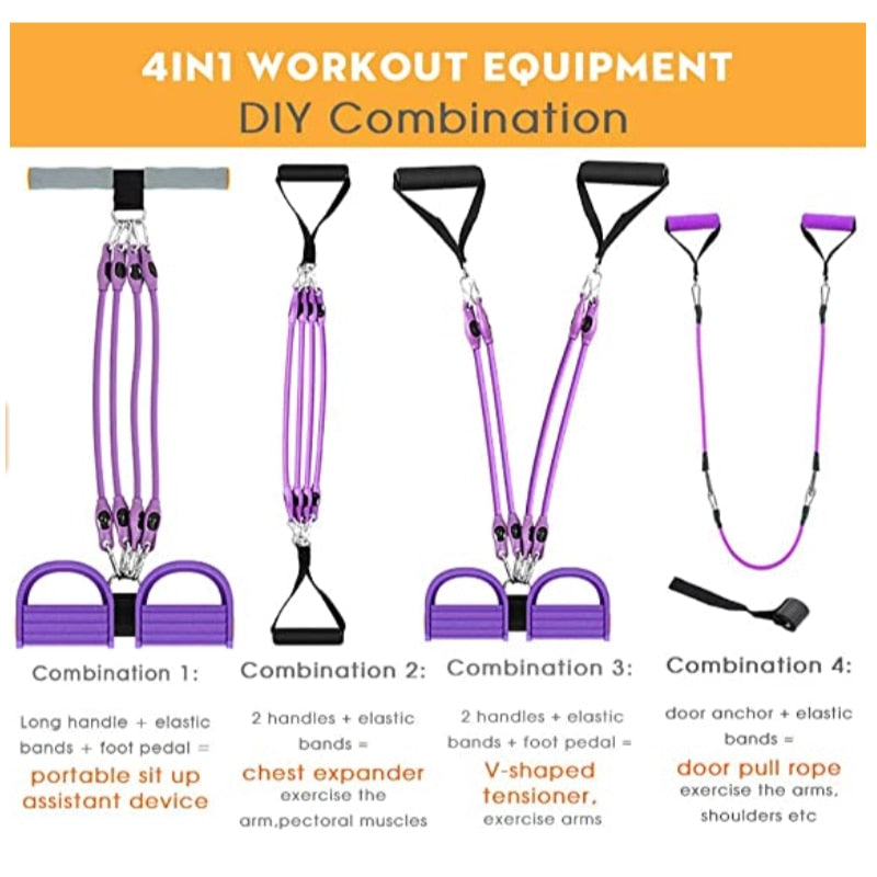 Multifunction Fitness Pedal Exerciser – Elastic Pull & Tension Rope