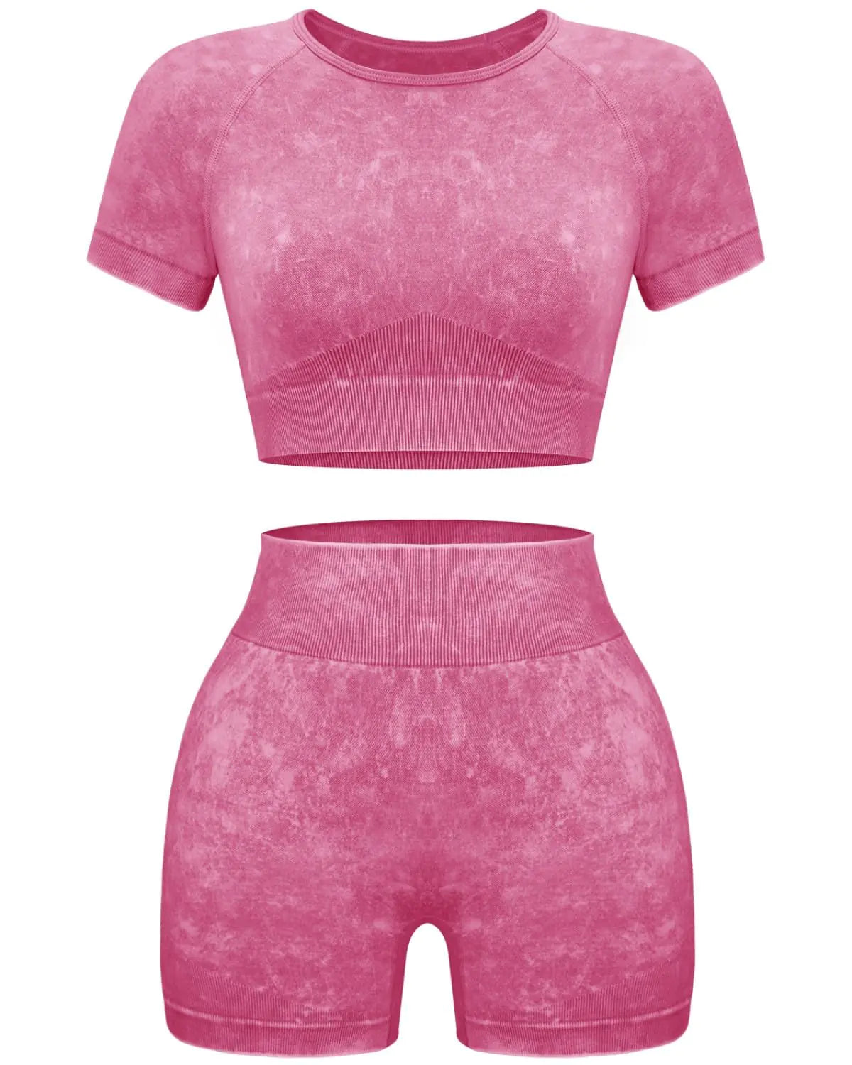 Women’s 2-Piece Seamless Workout Set – Acid Wash, Coffee
