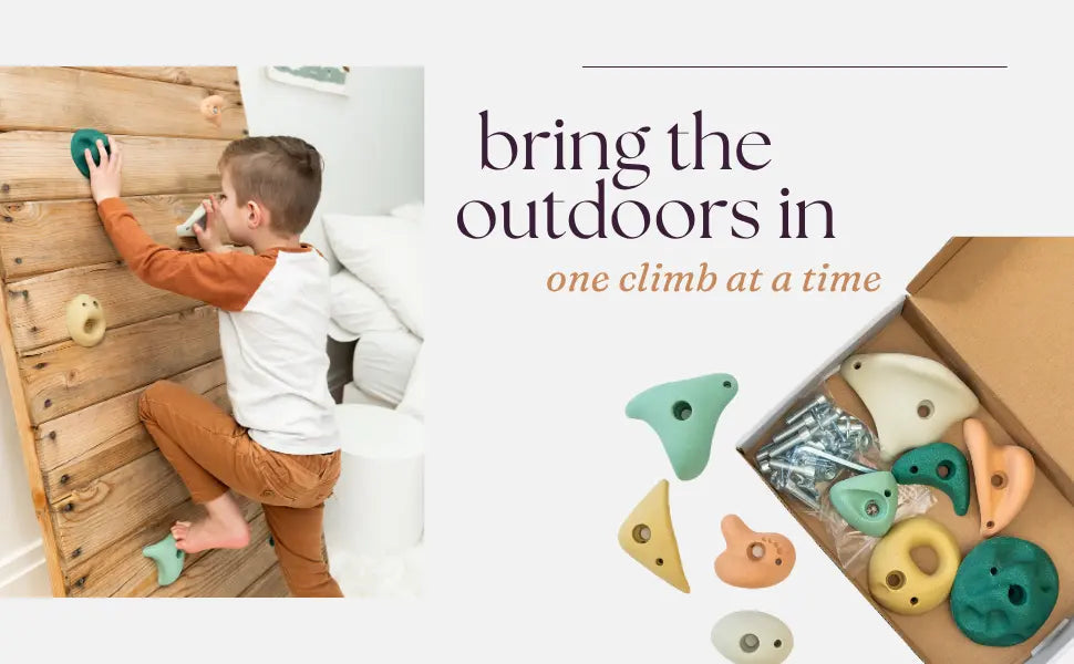 Premium Rock Climbing Holds (Earth Tones) - Everett & Avery Co. - Indoor Climbing Wall - Rock Climbing Holds for Kids