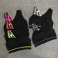 Women’s Letter Cut-Out Sports Bra – Padded Fitness Top