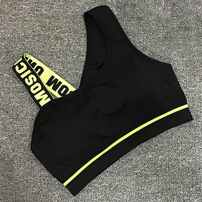 Women’s Letter Cut-Out Sports Bra – Padded Fitness Top