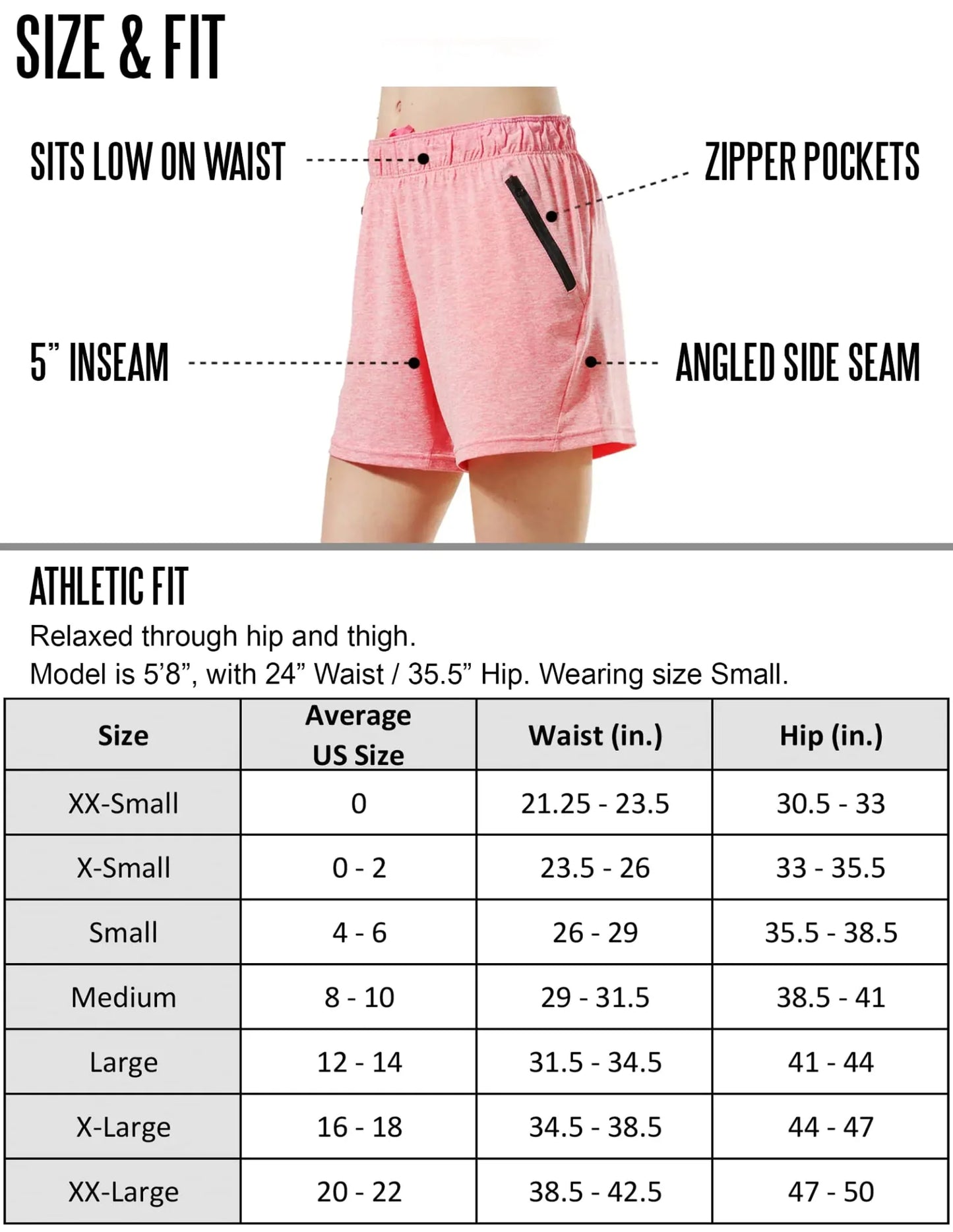 5-Pack Women’s Workout Gym Shorts – Casual Lounge Set with Zipper Pockets