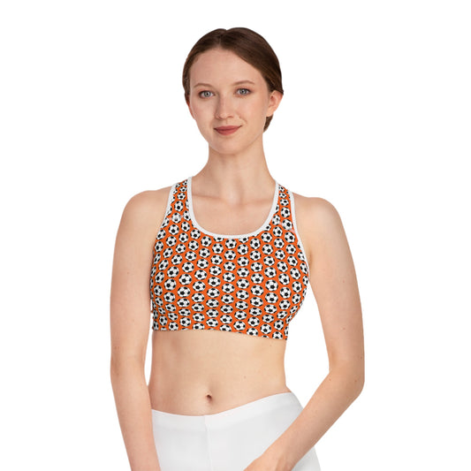 Sports Bra – Orange Soccer Design