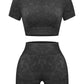 Women’s 2-Piece Seamless Workout Set – Acid Wash, Coffee