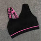 Women’s Letter Cut-Out Sports Bra – Padded Fitness Top
