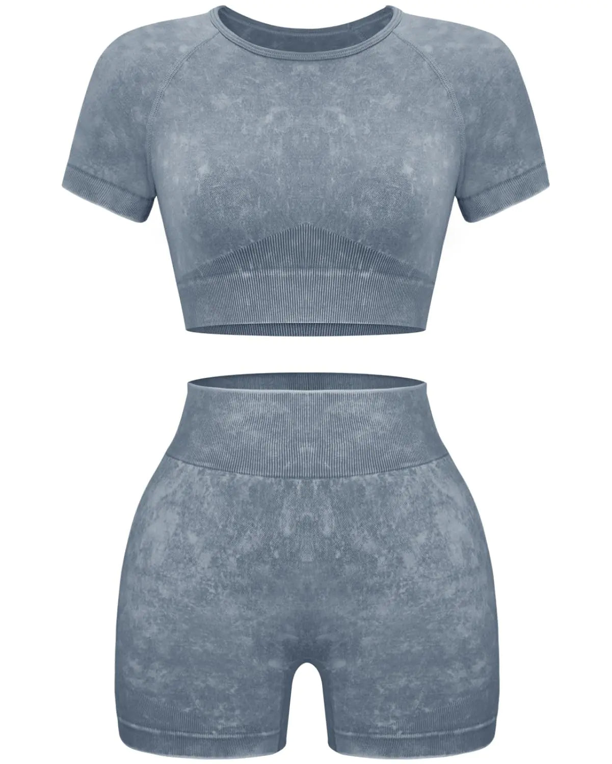 Women’s 2-Piece Seamless Workout Set – Acid Wash, Coffee