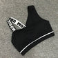 Women’s Letter Cut-Out Sports Bra – Padded Fitness Top