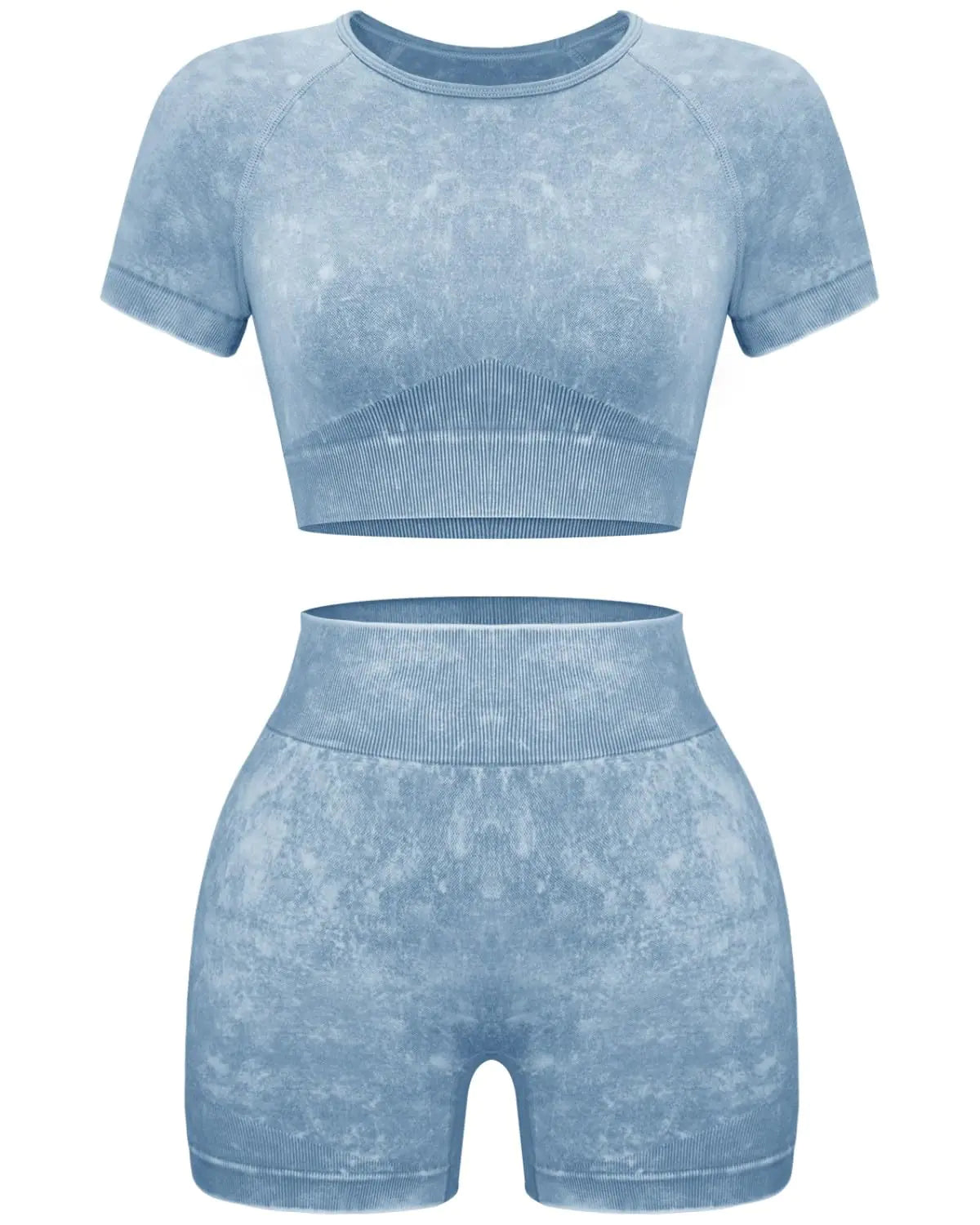 Women’s 2-Piece Seamless Workout Set – Acid Wash, Coffee
