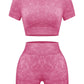 Women’s 2-Piece Seamless Workout Set – Acid Wash, Coffee