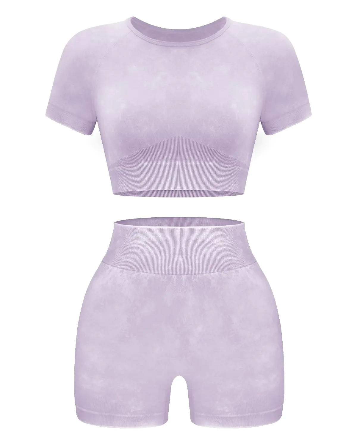 Women’s 2-Piece Seamless Workout Set – Acid Wash, Coffee