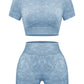 Women’s 2-Piece Seamless Workout Set – Acid Wash, Coffee