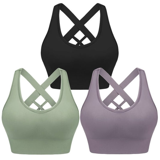 Women’s Four-Season Nylon Sports Bra – Cross Strap