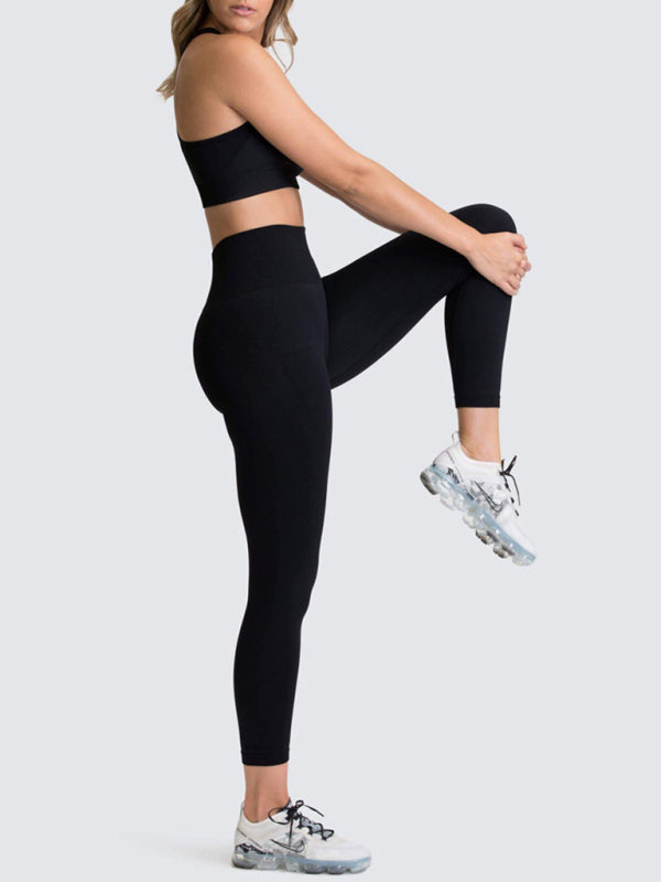 Women’s High-Waist Peach Knitted Vest & Pants Set
