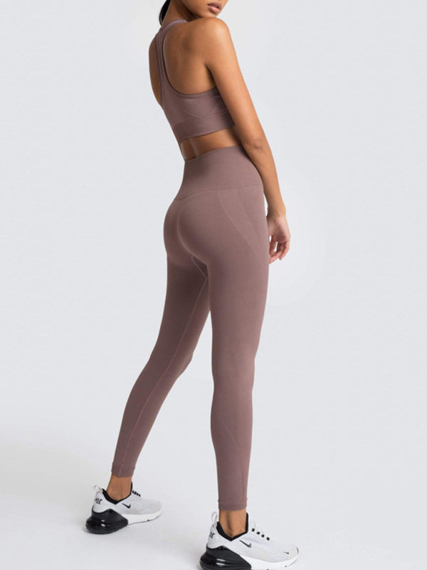 Women’s High-Waist Peach Knitted Vest & Pants Set