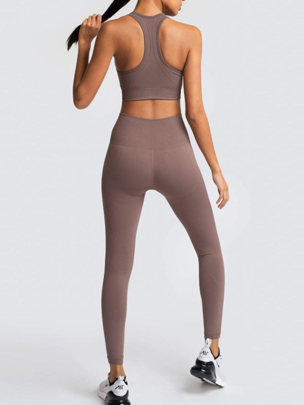 Women’s High-Waist Peach Knitted Vest & Pants Set