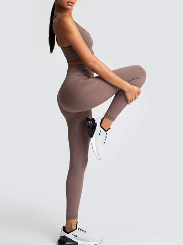 Women’s High-Waist Peach Knitted Vest & Pants Set