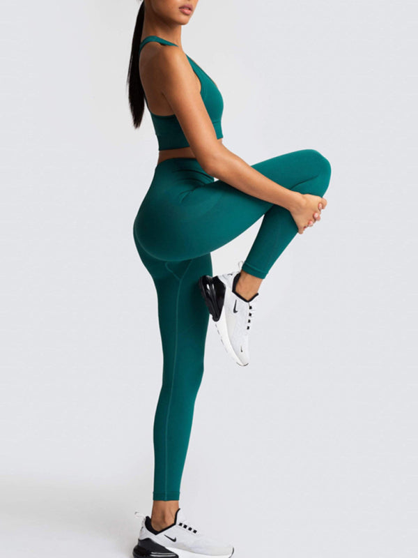 Women’s High-Waist Peach Knitted Vest & Pants Set