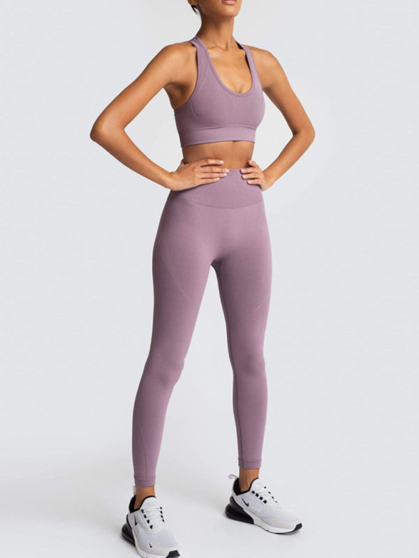 Women’s High-Waist Peach Knitted Vest & Pants Set