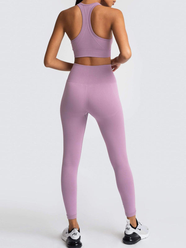 Women’s High-Waist Peach Knitted Vest & Pants Set