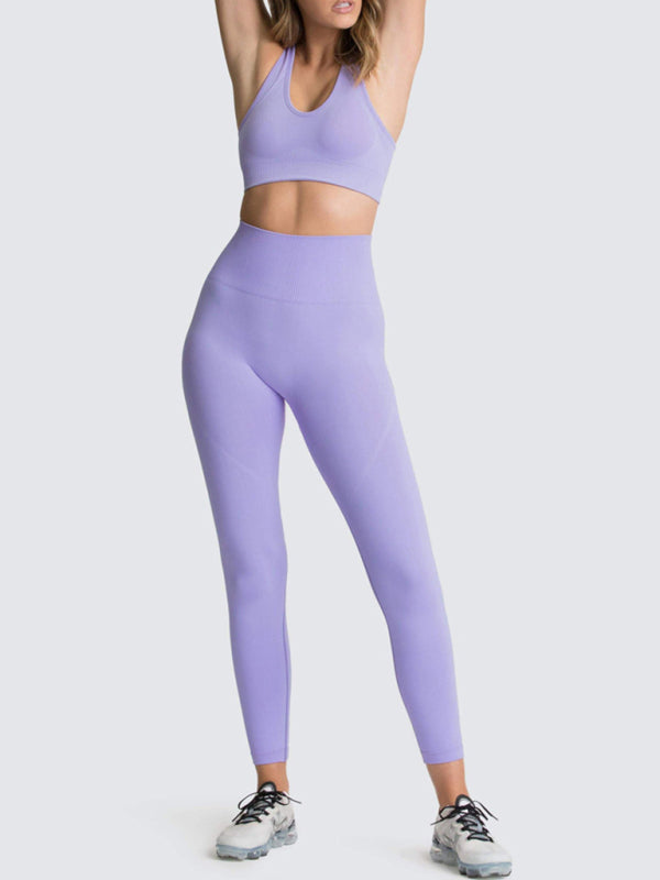 Women’s High-Waist Peach Knitted Vest & Pants Set