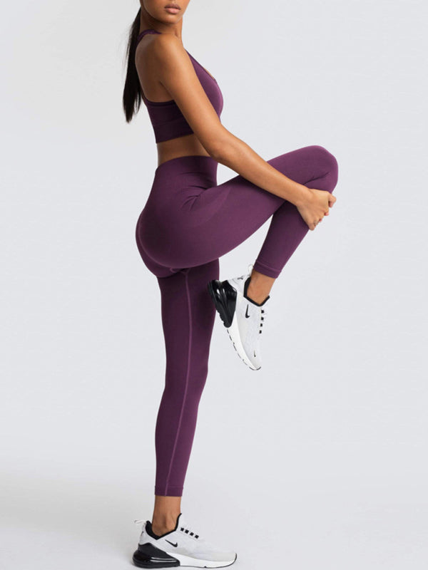 Women’s High-Waist Peach Knitted Vest & Pants Set