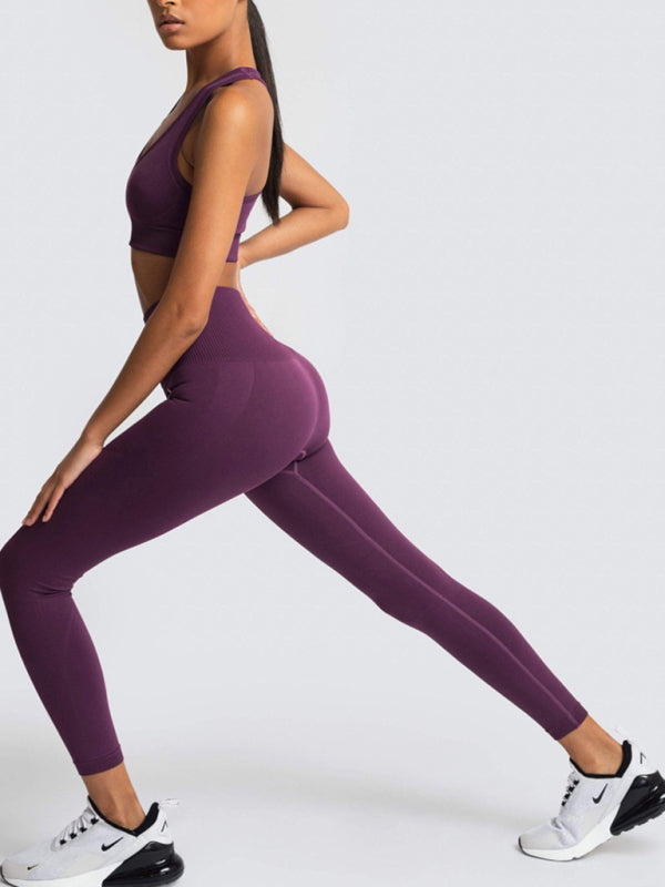 Women’s High-Waist Peach Knitted Vest & Pants Set