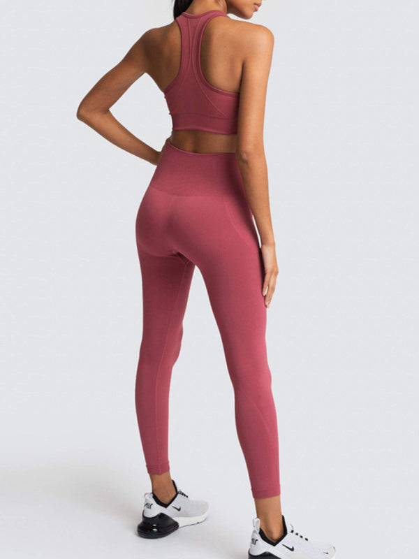 Women’s High-Waist Peach Knitted Vest & Pants Set