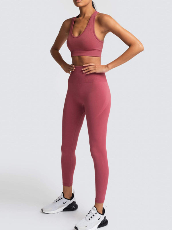 Women’s High-Waist Peach Knitted Vest & Pants Set