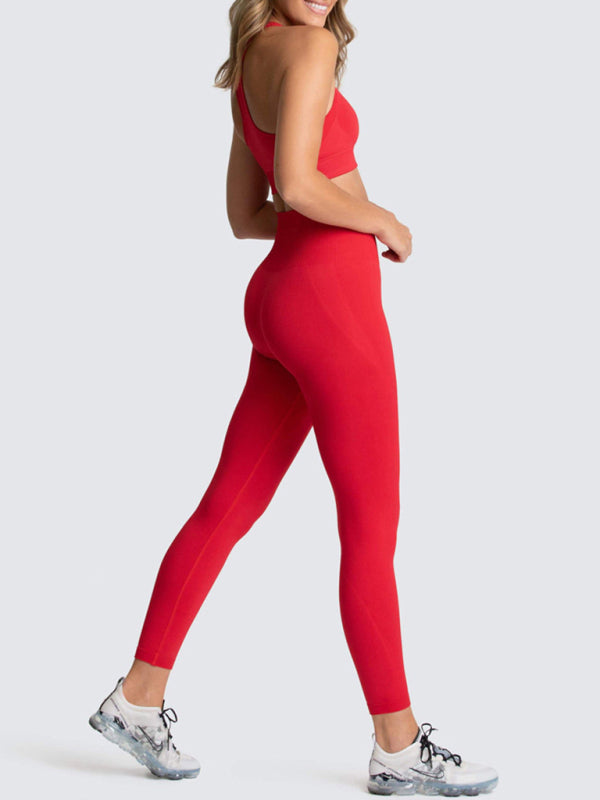 Women’s High-Waist Peach Knitted Vest & Pants Set