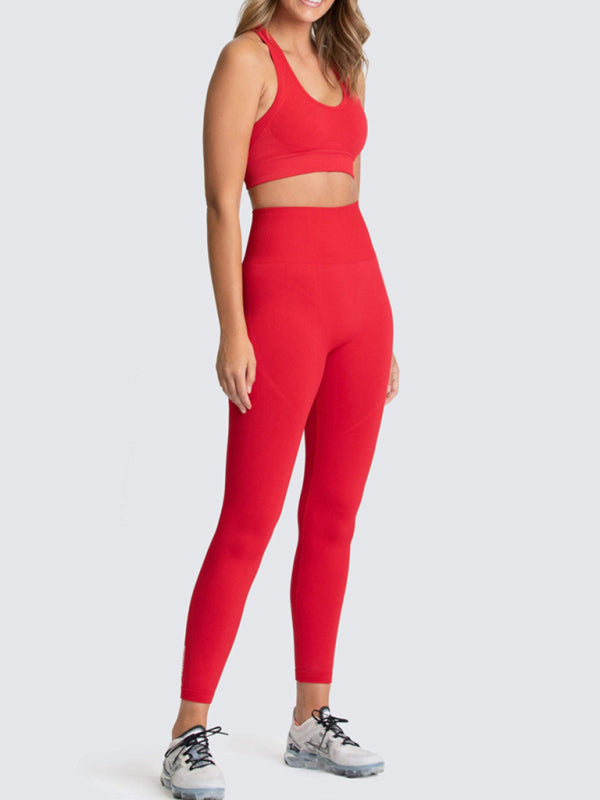 Women’s High-Waist Peach Knitted Vest & Pants Set
