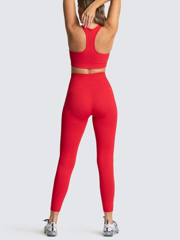 Women’s High-Waist Peach Knitted Vest & Pants Set