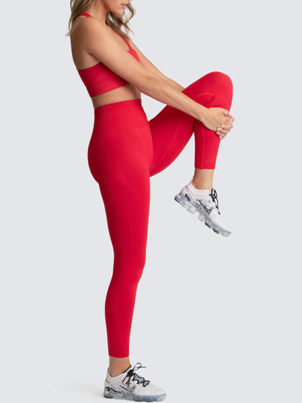 Women’s High-Waist Peach Knitted Vest & Pants Set