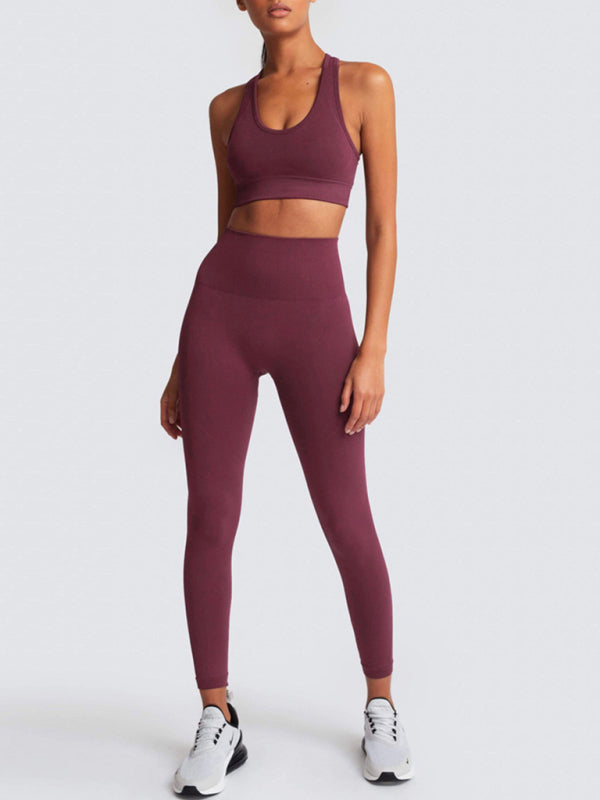 Women’s High-Waist Peach Knitted Vest & Pants Set