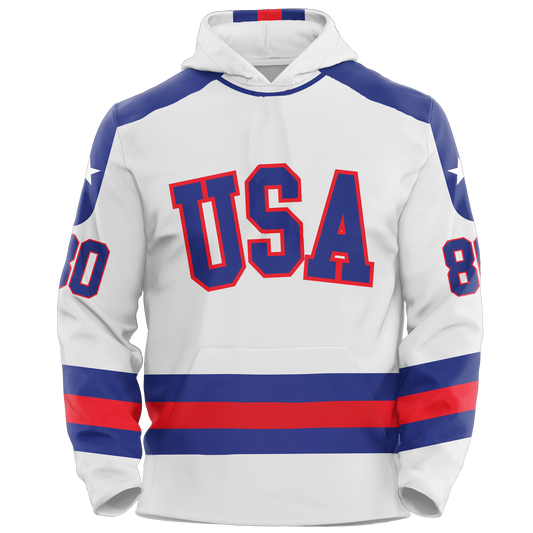 USA Hockey Miracle on Ice 1980 Jersey Authentic White Youth Hoodie