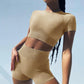 Women’s 2-Piece Seamless Workout Set – Acid Wash, Coffee
